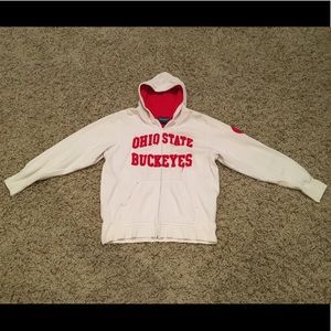 Ohio State Buckeyes White Zip up Hoodie Jacket